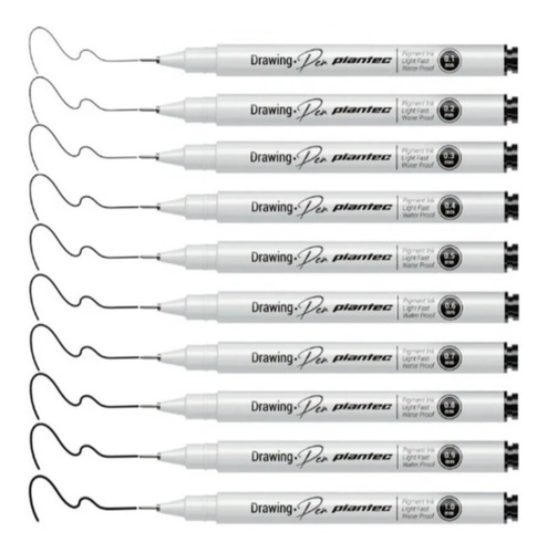 10 Estilografos Plantec Fibras Graduadas 0,1 A 1,0 Mm