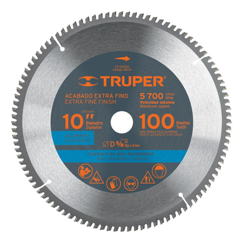 Sierra Circular Para Aluminio 10´ X 100 Dts Truper St-10100a
