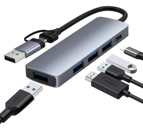 Hub Adaptador Usb C/usb 6 En 1 Para Mac Accesorios Notebooks