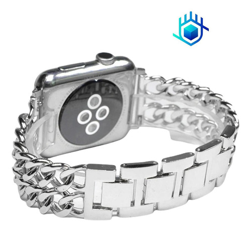 Imagen 5 de 10 de Correa Extensible Cadena + Mica Para Apple Watch Metal Lujo