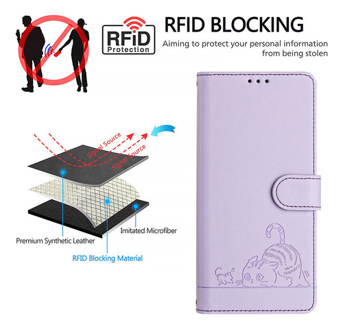 Gato Patrón Cartera Funda Compatibilidad Redmi Note 13 Pro