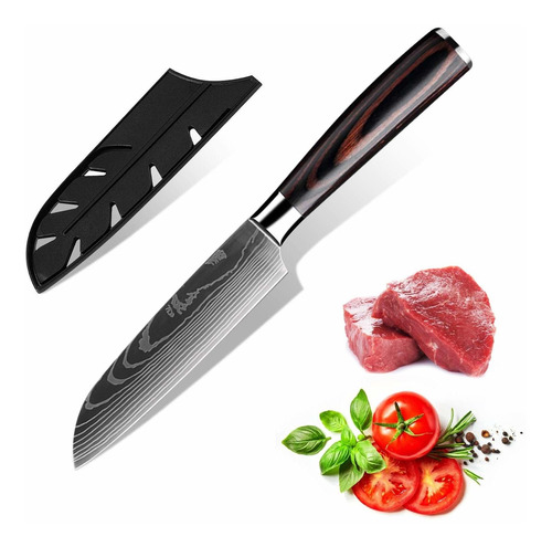 Cuchillo De Cocinero Kepeak Santoku 5 Pulgadas, De Utili Bwb