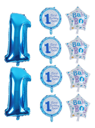 Globos Azules De Primer Cumpleaños, 10 Unidades, Tema De Col