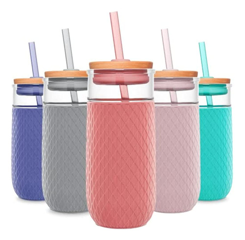 Vaso De Vidrio Ello Devon Con Funda Protectora De Silicona Q