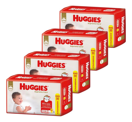 4un Pañales Huggies Supreme Care Unisex  Xxg 50 u