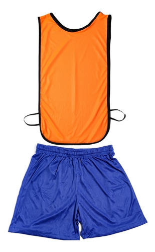 Kit C/5 Coletes Futebol Treino Jogo + 5 Shorts/calção Azul