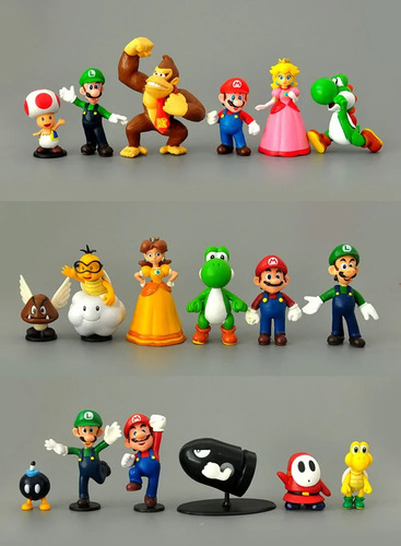 18 Unidades, Bonito Modelo De Figura De Acción De Super Mari