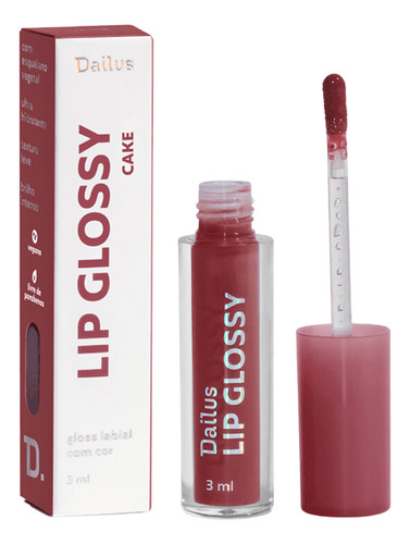 Lip Glossy Dailus - Gloss Labial Com Cor - 3ml - Cake