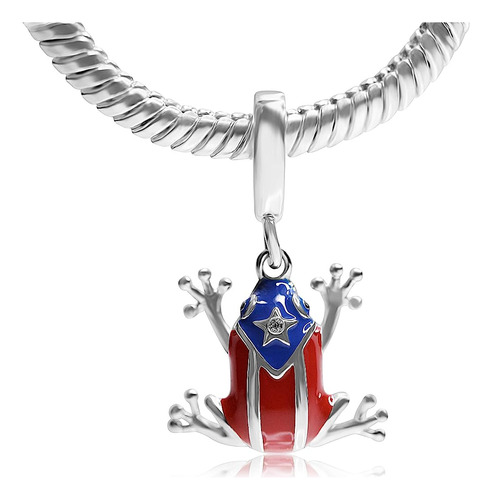 Bolenvi Puerto Rico Flag Coqui Frog 925 Sterling Silver CoLG