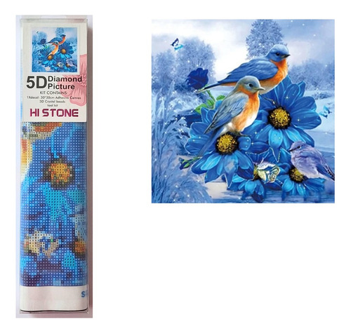Juego Pintura De Diamantes - Pájaros Azules 30x30cms