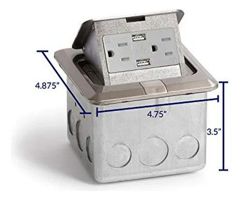 Caja De Piso Con Tomas Eléctricas Y Usb.
