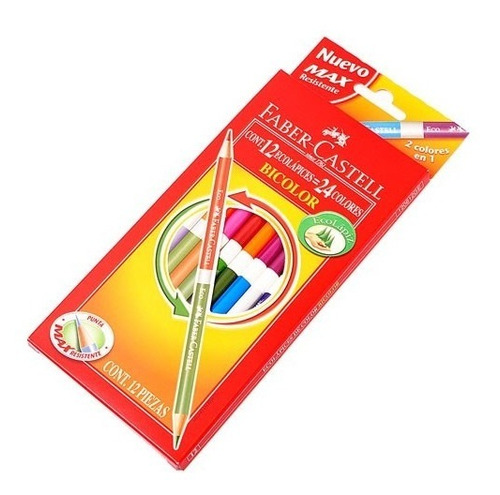 Lápices De Colores Faber Castell Bicolor Largos Caja X12 =24