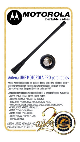 Imagen 2 de 4 de Promo Antena Flexib Uhf Motorola To Ep450 Cp200 Pro5150 P110