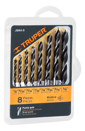 Juego De 8 Brocas Con Punta Centradora Para Madera Truper
