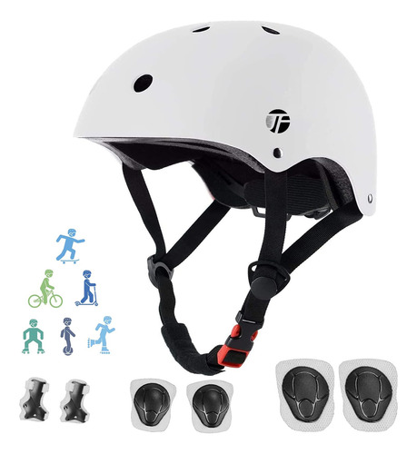 Jeefree Juego De Casco De Bicicleta Con Rodilleras, Coderas.