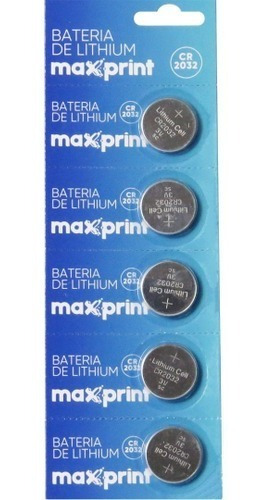 Bateria Cr2032 Maxprint 3v Lithium Cartela C/ 5 Unidades