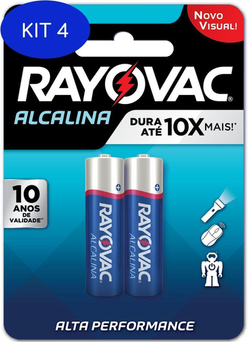 Kit 4 Pilha Rayovac Alcalina Pequena Com 2