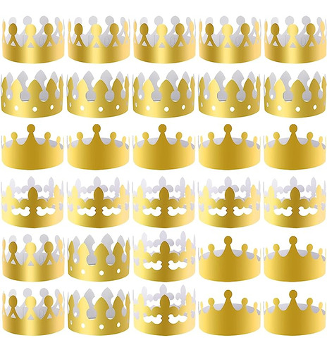 28 Coronas Papel Doradas Para Rey Papel Cumpleaños Oro Para