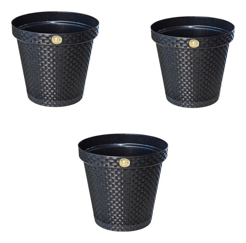 Kit 3 Vasos Decorativo Para Planta Rattan 10l