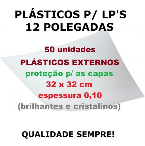 50 Plásticos Externos 0,10 Proteção P/ Capa Lp Disco Vinil