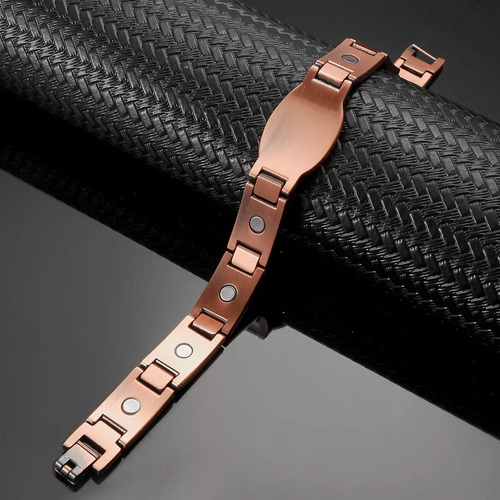 Pulseira Magnética Masculina De Cobre Com Cruz Cristã