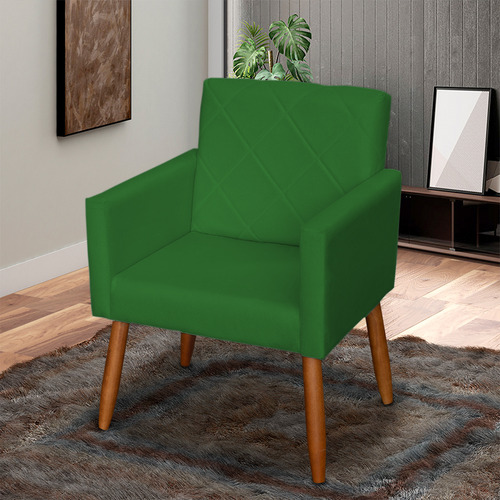 Poltrona Decorativa Para Sala Reforçada Para Recepção Cores Cor Verde Desenho Do Tecido Suede Liso