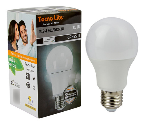 Focos Tecnolite Led Lumia1 E27 Luz Calida Blanco 11w