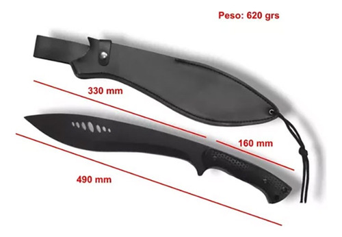 Machete Kukri Táctico Resistente Hoja Curva Antideslizante