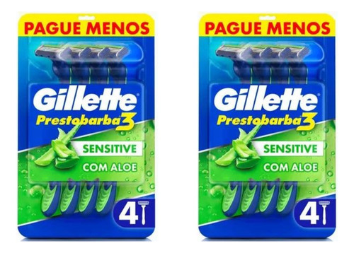 Aparelho De Barbear Prestobarba 3 Gillette Sensitive 8 Unid