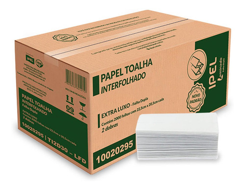 Imagen 1 de 1 de Toalla Interfoliada Doble Hoja Ipel 2.000 Unidades