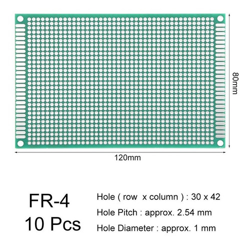 Uxcell 8x12cm Doble Cara Placa De Circuito Impreso Universal