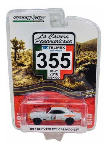 Miniatura Chevrolet Camaro Ss 1967 355 Greenlight 1/64