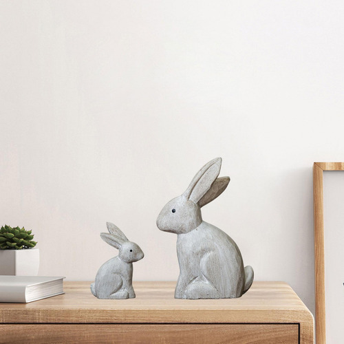 2 Estatuas De Conejo De Madera, Esculturas De Conejo,