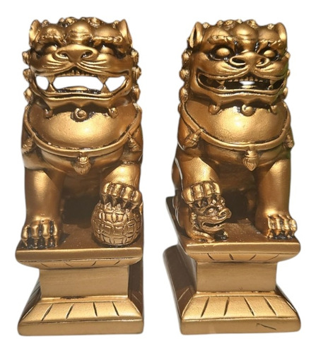 Perros Fu Par Poliresina 11cm Aprox Monte Kurama