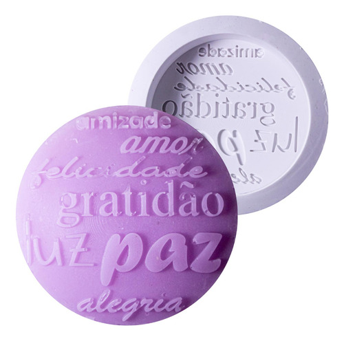 Molde Forma Silicone Redondo Paz-amor-felicidade Grande