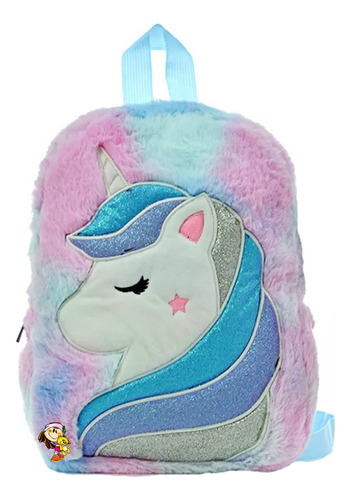 Mochila Unicornio Colores Pastel Con Brillos Original 