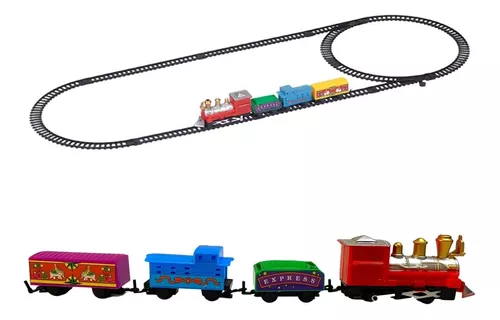 Trem de Brinquedo com Trilhos Elétrico Ferrorama Locomotiva com Luz e Som