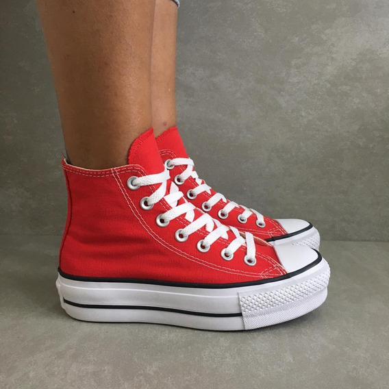 all star vermelho cano alto plataforma