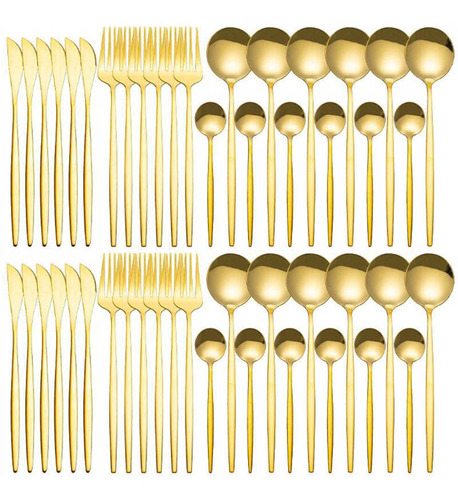 Modern Gold Cutlery Cubiertos De Plata Rosa De Oro Negro 48