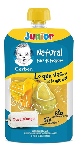 Papilla Gerber Junior Pouch Pera Y Mango 120 Gr