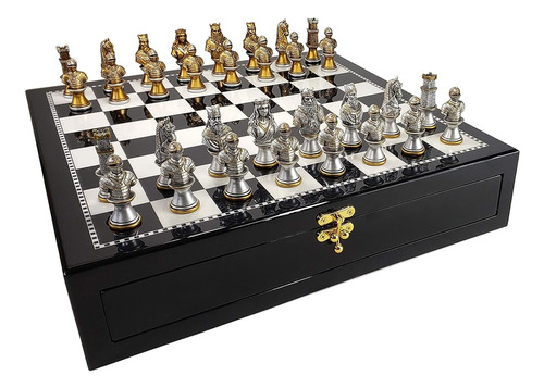 Medieval Times Crusades Knight Chess Set Bustos De Oro Y Pla