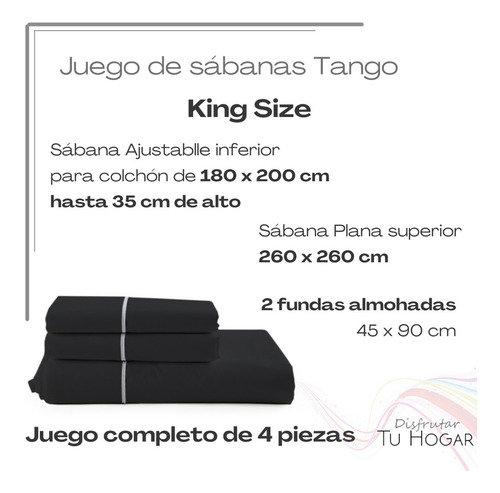 Imagen 2 de 7 de Sabanas King Size 1.80 X2 Mts Juego Euro Percal Tango Oregon
