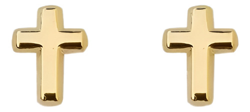 Aretes Broqueles De Oro 10k Cruz