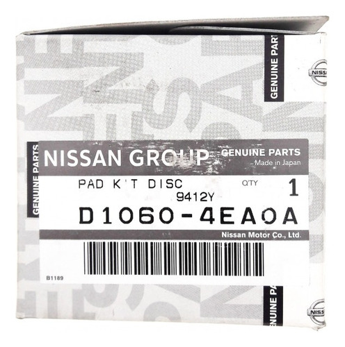 Juego Pastillas Freno Delant. Nissan New Xtrail D10604ga0a