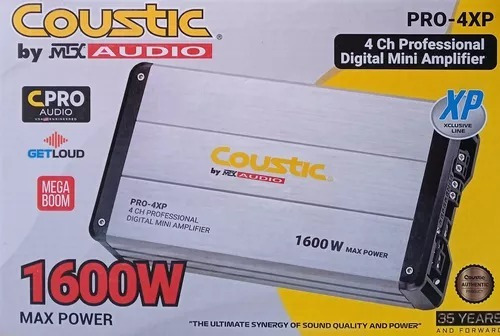 Amplificador De 4 Canales Clase D Coustic Pro-4xp 1600w Max Color Gris