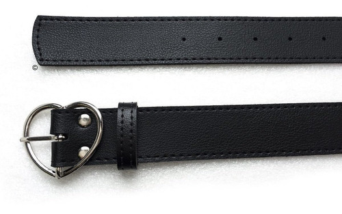 Cinto Feminino De Corino Fivela De Coração Cor Preto Tamanho P