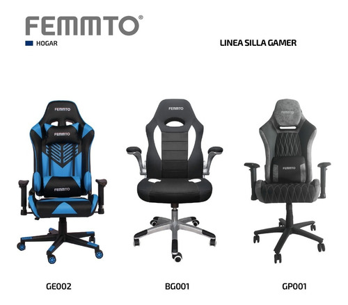 Imagen 8 de 10 de Silla Gamer Ergonomica Giratoria De Pc Y Escritorio Femmto