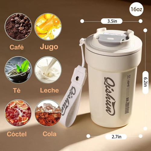Taza Termo De Café De 16 Oz/480 Ml De Acero Inoxidable Con Tapa, Taza De Vacío Para Bebidas De Café Frías Y Calientes, Vaso Termico Portátil, Usodiario En Oficina, Carro O Casa Color Verde