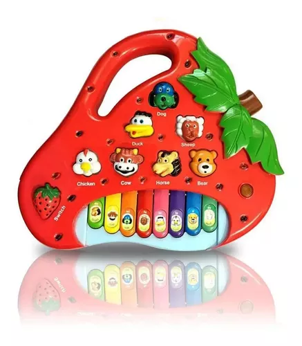 Teclado Piano Brinquedo Infantil Bichos Morango Musical Sons