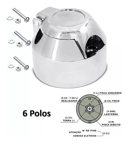 Kit Engate Reboque Bola Aço Capa Aço Inox Tomada Cromada Fio